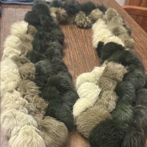 Vintage Rabbit Pom Pom Scarf  exc condition